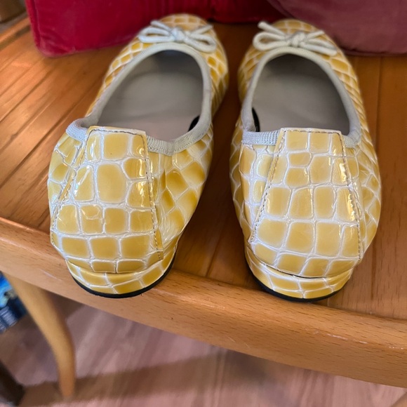 David Tate Glow Bone Leather Croc Print Ballet Flats 9M - Picture 3 of 5